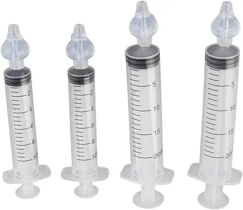 Irrigador Nasal Infantil para Bebés con Jeringas, Limpiador Nasal Seguro de Alta Calidad con Punta de Succión Nasal de Silicona Reutilizable Y Limpiable (20ml 2pcs and 10ml 2pcs)  