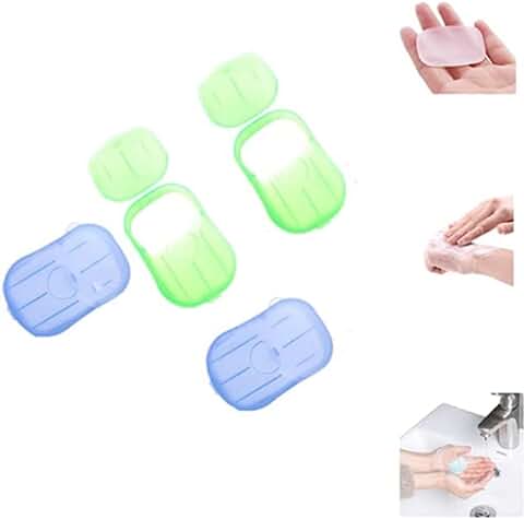 Jabón de Papel Desechable, mini Paquete de Reemplazo de Jabón de Papel 10 Paquetes (200 Hojas en Total) los Mejores Suministros de Limpieza para Viajes al aire Libre (1 caja Exterior, Color Aleatorio)  