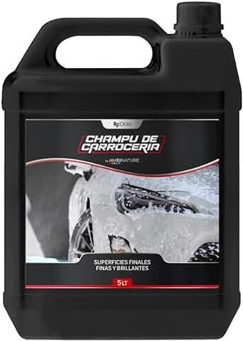 Jabon Coche Abrillantador | Formato 1000ml - 5 Litros | Espuma Activa Lavado Coche y Moto | Limpia Carrocerías con Cera PH Neutro Detergente Limpieza | Champu para Lavar Coche  