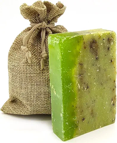 Jabon de Manos Natural Artesanal Antibacteriano. Pastilla Jabon Biodegradable Antibacterial, Ideal Acné cara y Manos. Con Bolsita de yute Ideal para Regalar (ALOE VERA)  