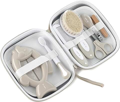 Jané Set de Higiene con Neceser, Peine, Cepillo Cerdas Naturales, Tijeras, Cortauñas, Limas, Cepillo Dental y Termómetro  