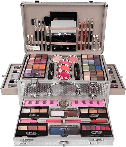 JasCherry Juego de Maquillaje Set Estuche de Maquillaje Paleta Kit Completo Caja con Sombras de Ojos, Rubor, Brillo Labios - Belleza Profesional Cosmético de Caja Belleza Juego de Regalos #1  
