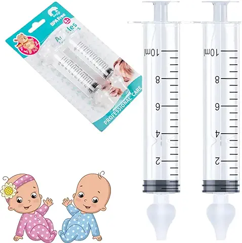 Jeringa Lavado Nasal Bebe, Irrigador Nasal Reutilizable, Sacamocos Bebe, Limpiador de Nariz Niños, Jeringuilla Aspirador para Hacer Lavados Nasales (2 Unidades)  