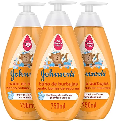 Johnson's Baby Baño de Burbujas para Niños, Formulado para la piel Delicada de los Bebés - 3 x 750ml  