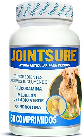 JOINTSURE Condroprotector Perros I con gran Concentración de Mejillon Labios Verdes, Glucosamina y Condroitina Natural I Suplemento Antiinflamatorio para Articulaciones I 60 Comprimidos  