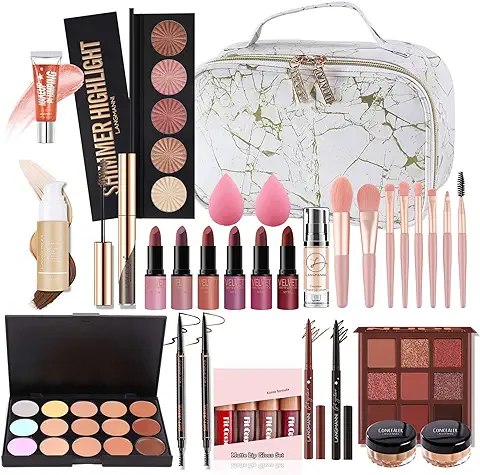Kits de Maquillaje, Set de Cosméticos Todo en Uno, Set de Regalo de Maquillaje Kit de Inicio Completo Un Kit de Maquillaje Profesional Completo, Kit de Cosméticos para Niñas Mujeres  