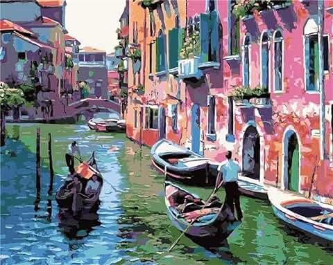 Kits De Pintura Por Números Diy Para Adultos Principiantes, Pinturas Al Óleo Fáciles De La Ciudad De Venecia Italia Sobre Lienzo Para Decoración Artística De Pared 40x50cm  