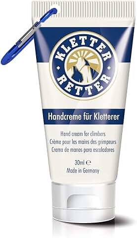 KletterRetter Crema de Manos para Escaladores y Boulders, 30 ml, con Pantenol, Aceite de Caléndula y Ectoína, se Absorbe Rápidamente y no se pega  