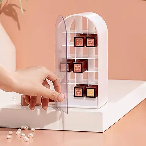 KONEE 18 Soporte Organizador de Pintalabios, Organizador de Maquillaje para Barras de Labios, Maquillaje Lápiz Labial Cosméticos Almacenamiento - Blanco  