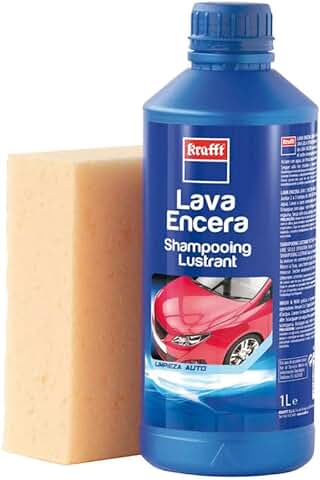Krafft Lava Encera Coche + Esponja, 2 en 1 Champú Coche + Cera Coche Abrillantadora Carrocería 1 L  