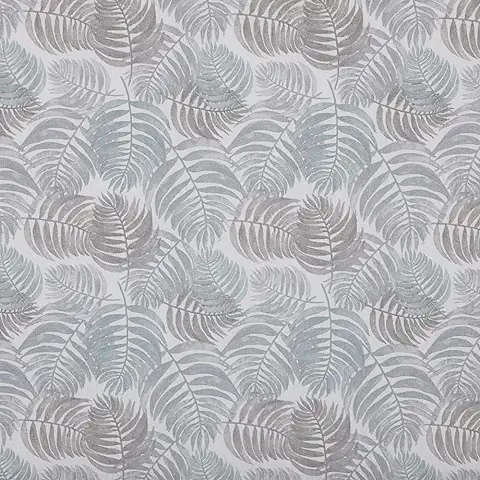 Kt KILOtela - Tela Loneta Estampada, Decoración, Tapizar, Cojines, Cortinas, Colchas, Bolsos, Manteles, Manualidades, 300 cm Largo x 280 cm Ancho, Tropical, Hojas de Helechos, Gris - 3 Metros  