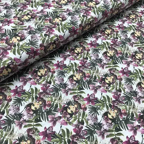 Kt KILOtela - Tela por Metros de Patchwork - Estampación Digital - 100% Algodón - 140 cm Ancho - Largo a Elección de 50 en 50 cm | Frida y Flores - Morado, Blanco  
