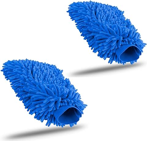 KUNSTIFY Guante de Lavado Accesorios para el Coche Paños de Microfibra Set de Limpieza del Coche Paño de Microfibra Set de Cuidado del Coche Paño de Nanofibra (2X Azul Oscuro)