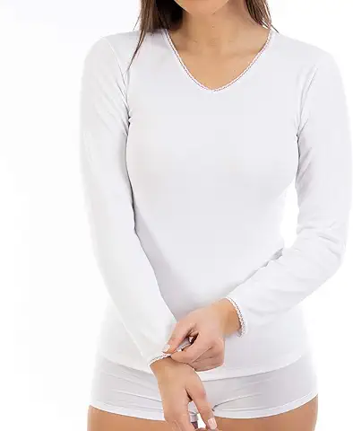 Lacotex Camiseta Interior Termal de Mujer | Camiseta Manga Larga y Cuello Pico Térmica | Confort y Protección Térmica Interior | LCT105  