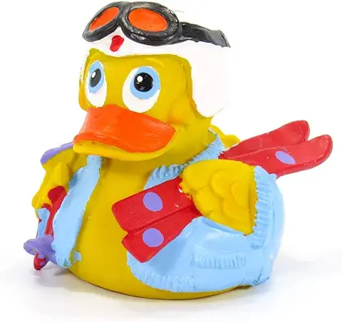 LANCO - Juguete de Baño de pato de goma para Esquiar, Natural, Orgánico, Ecológico, Marca Squeaker | Importado de Barcelona, España  