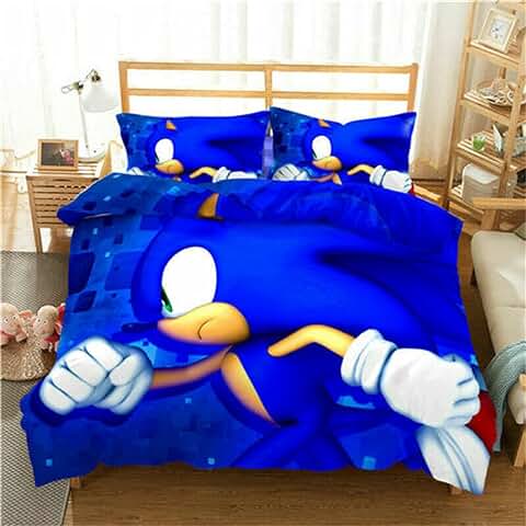 LKFFHAVD Sonic Juego de ropa de cama de Anime Sonic, Funda Nórdica para Niños, Funda de Edredón y Funda de Almohada (135 x 200 cm, 10)  