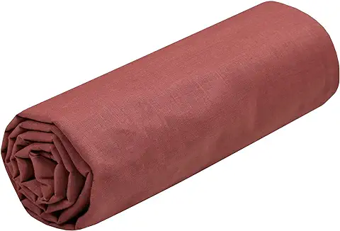 Lovely Casa - Sábana Bajera Ajustable - Tamaño 180 x 200 cm - Grande 30 cm - 100% Algodón con Certificación Oeko-Tex - Color Grenache - Modelo Eden - Ropa de Cama para el Hogar - Suave y Cómoda para  