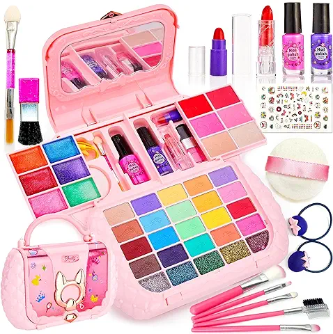 Lubibi Kit de Maquillaje Niñas,Juguete de Maquillaje Cosmético Lavable,Juegos de Belleza Cosméticos No Tóxico,Maletín Maquillaje,Regalo de Princesa,Cumpleaños Regalo para Niñas de3 4 5 6 7 8 9 10Años  