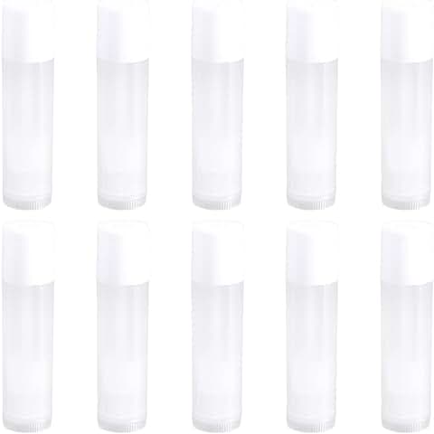 Lurrose - 50 Recipientes Vacíos para Bálsamo de Labios, para Hacer tu Propio Bálsamo de Labios, Tubos Redondos Transparentes con Tapas Blancas para Pintalabios Casero  