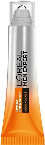 L'Oréal Men Expert Hydra Energetic Roll-On Refrescante para Ojos, con Vitamina C*, Fórmula Antifatiga que Reduce la Apariencia de Bolsas y Ojeras, [10ml]  