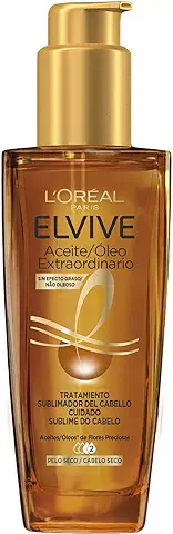 L'Oréal Paris Aceite Tratamiento Sublimador Para El Cabello, Para Todo Tipo de Pelos, Elvive Aceite Extraordinario, 100 ml  