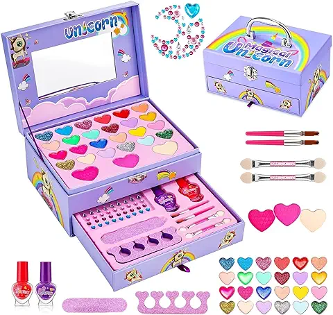 Maquillaje para Niñas - 36 PCS Kit de Maquillaje para Niñas Lavable de Maquillaje para Niñas,Juego de Maquillaje y No Tóxico,Regalo de Princesa Navidad para Niñas 3 4 5 6 7 8 9 10 11 12 Años…  