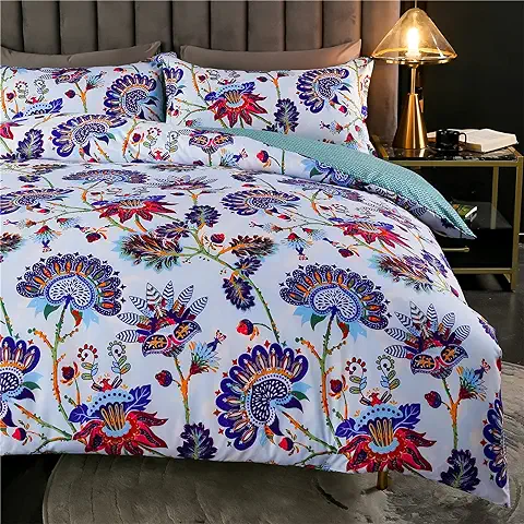 Mateju Juego de Ropa de Cama 3 Piezas, Individual o Matrimonio Juegos de Fundas para Edredón - Estilo étnico Impresión Fundas Nordicas y Funda de Almohada (Estilo Bohemia,220x240cm)  