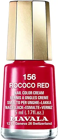 MAVALA - Mini Colors Rococo Red 156 5 ml, Esmalte de Uñas Pequeño, Color Rojo, Minimiza la Evaporación, Formulados con Ingredientes Seleccionados, Práctico para Llevar  