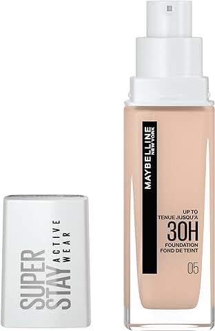 Maybelline New York, Base de Maquillaje Superstay Active Wear 30H, Larga Duración, Waterproof, Alta Cobertura, Acabado Mate, Tono 05 Light Beige, 30 ml  