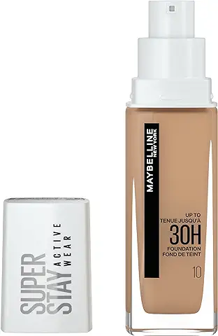 Maybelline New York, Base de Maquillaje Superstay Active Wear 30H, Larga Duración, Waterproof, Alta Cobertura, Acabado Mate, Tono 10 Ivory, 30 ml  