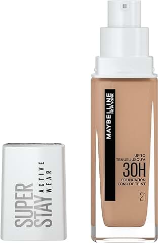 Maybelline New York, Base de Maquillaje Superstay Active Wear 30H, Waterproof, Textura Ligera, Tono 21 Nude Beige, 30 ml  