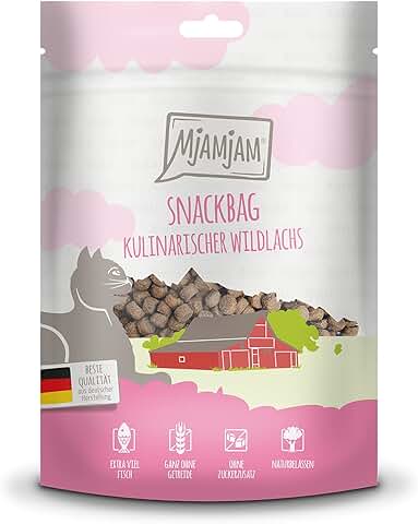 MjAMjAM - Snack Premium para Gatos - Bolsa Snack - Salmón Salvaje Culinario, pack de 1 (1 x 125 g), Natural sin Conservantes Sintéticos MjAMjAM - Snack Premium para Gatos - Bolsa Snack - Salmón Salvaje Culinario, pack de 1 (1 x 125 g), Natural sin Conservantes Sintéticos