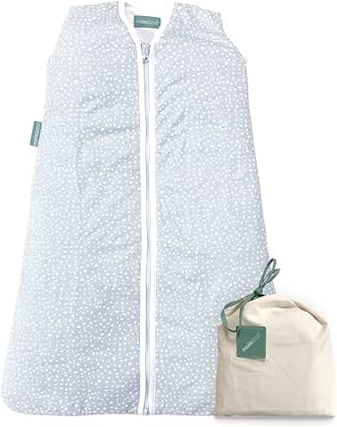 Molis&co. Saco de Dormir para Bebé. 2.5 TOG. Talla 18 a 36 Meses. Ideal para Entretiempo e Invierno. Suave y Cálido. Grey Print. 100% Algodón.  