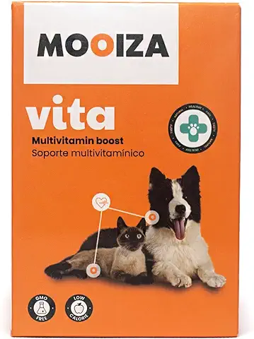 MOOIZA Vita – 21 Multivitaminas y Minerales para Perros y Gatos – Aminoácidos – Complejo Vitamina B con Vitamina A, C, D3 – Cinc – Yodo – Calcio - BARF - Apoyo Inmunológico - Huesos - Vitaminas Perros  