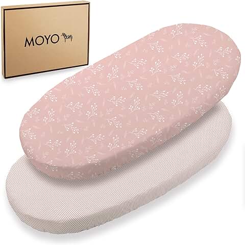 MOYO Sábana Bajera Ajustable para Bebé, 90x55, Juego de 2 Unidades, 100 % Algodón, para Bebés o Niños Pequeños. Sábana Bajera con Certificado Öko-Tex, Elástico (rosa)  