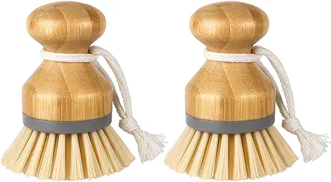 MR.SIGA Cepillo de Palma de Bambú, Cepillo para Fregar Platos, Ollas, Sartenes, Fregadero de Cocina, Paquete de 2  