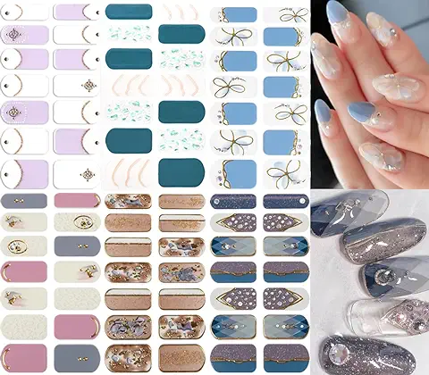 NAILDOKI Pegatinas Uñas Nail Art Stickers, Pegatinas de Esmalte de Uñas Autoadhesivas para Uñas Decoració DIY, Calcomanías Full Cover  