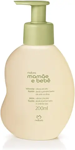 NATURA - Gel de Baño Suave para Cuerpo y Cabello Mamae e Bebe - Para la Higiene del Bebé - Limpia Suavemente - Dermatológicamente Probado - Aprobado por los Pediatras - 100% Vegano - 200 ml  