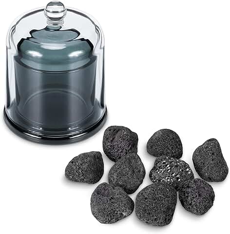 Navaris Set Difusor de Aceites Esenciales - para Aromaterapia y Decoración Sin Cable y Sin Agua - Incluye Contenedor de Cristal y Piedras Volcánicas  