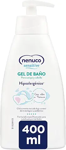 Nenuco Sensitive Gel de Baño Hipoalergénico para Bebé con olor a Nenuco y pH Equilibrado, 400 ml  