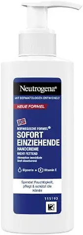 Neutrogena Crema de Manos de Absorción Inmediata (150 ml), Crema de Manos Nutritiva para Manos muy Secas, Hidrata Intensamente con Glicerina para Manos Suaves, en Práctico Dispensador de Crema de  