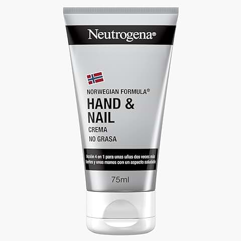 Neutrogena Crema de Manos y Uñas Fórmula Noruega, Uñas más Fuertes, Piel Hidratada, con Vitamina E, 75 ml (Paquete de 1)  