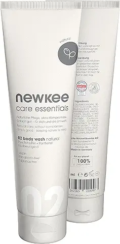 Newkee gel de Ducha Natural (150ml), Vegano, sin Perfume ni Fragancias, Limpieza Suave y Cuidado de la piel de Manuel Neuer y Angelique Kerber.  