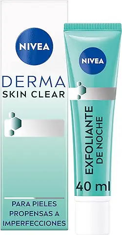 NIVEA Derma Skin Clear Peeling Exfoliante de Noche (40 ml), exfoliante facial para piel propensa a infecciones, crema regeneradora de fórmula vegana