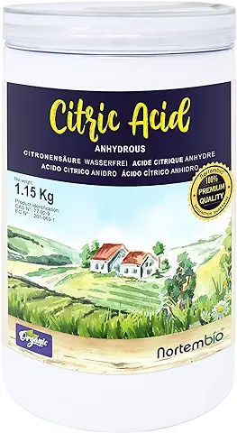 Nortembio Ácido Cítrico Ecológico 1,15 Kg. Ácido Cítrico Anhidro en Polvo. Insumo 100% Puro. Limpiador Multiusos. E-Book Incluido.  
