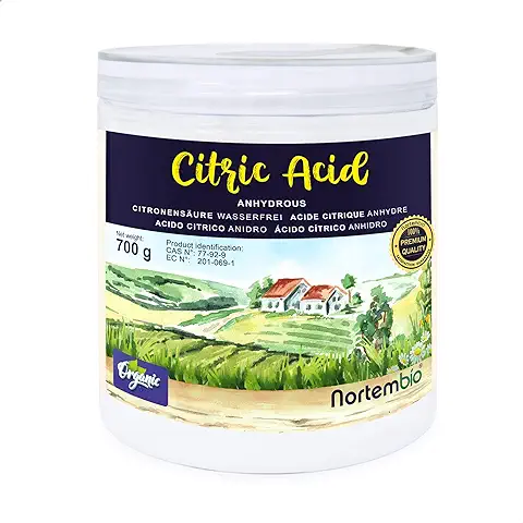 Nortembio Ácido Cítrico Ecológico 700 g. Ácido Cítrico Anhidro en Polvo. Insumo 100% Puro. Limpiador Multiusos. E-Book Incluido.  