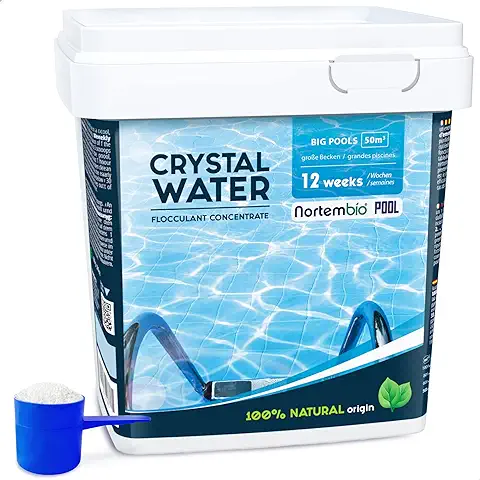 Nortembio Floculante Natural Concentrado 12 Semanas. Eliminador de Turbidez para Piscinas Grandes y Spas. Clarificante para Aguas Transparentes. Producto Orgánico Seguro para Toda la Familia.  