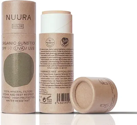 NUURA Stick Solar con Color - Protección Solar Ecológica Certificada Orgánica - Altamente Biodegradable - Ocean and Reef Respect - Cruelty Free - SPF 50 UVA/UVB [18 ml]  