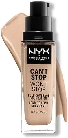 NYX Professional Makeup Base de Maquillaje Can't Stop Won't Stop Full Coverage Foundation, Larga Duración, Waterproof, Fórmula Vegana, Acabado Mate, Tono: Light Ivory  