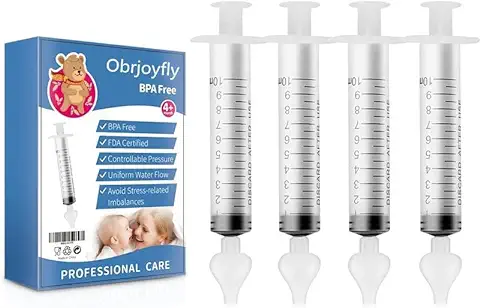Obrjoyfly Aspiradore Nasales 4 Packs, No Tóxico Aspirador Nasal Lavado Nasal Niños Reutilizable con Punta de Succión  